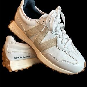 New Balance White and Black 327 Sneakers